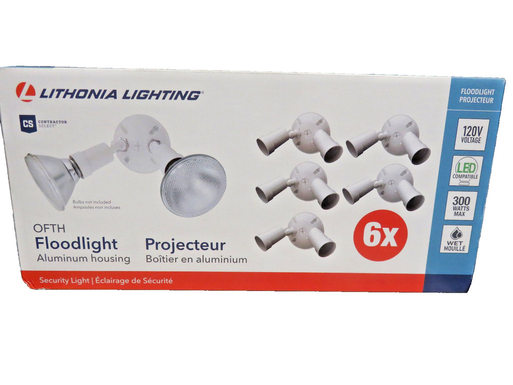 Lithonia Lighting Floodlight Aluminum Housing 6 Pack White 120V NEW